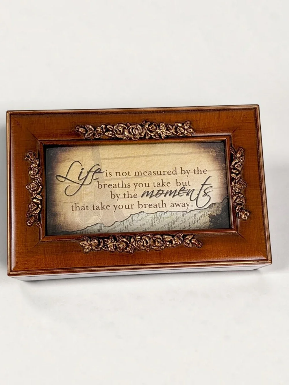 Cottage Garden Music Box Footed Jewelry Box What a Wonderful World Wood-Look